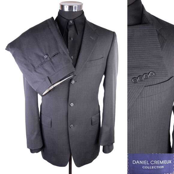 Daniel Cremieux 2-Pcs Suit Striped Gray Blazer Coat 38R Dress Pants 34X30 EUC - Picture 1 of 16